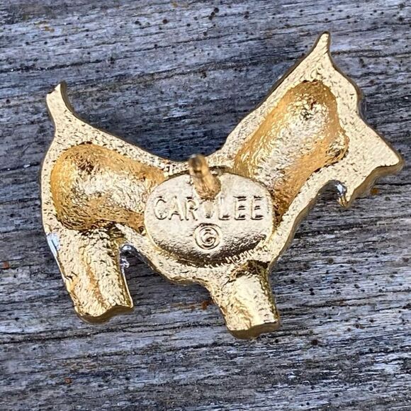 Vintage Carolee Scotty Scottish Terrier Dog Brooch Pin Rhinestone Gold. EUC - Picture 4 of 4